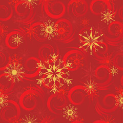 Red seamless pattern from  snowflakes(can be repeated and scaled in any size)
