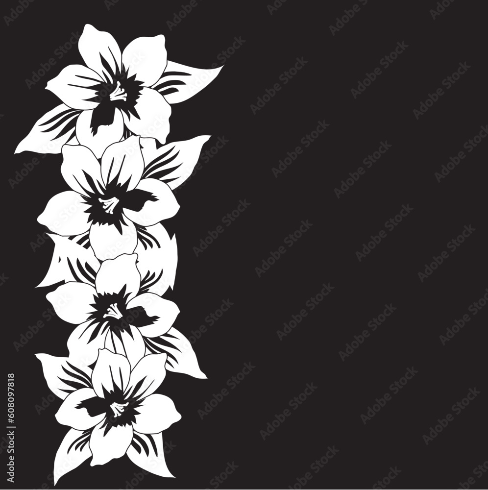 Wall mural Abstract black and white floral vector background