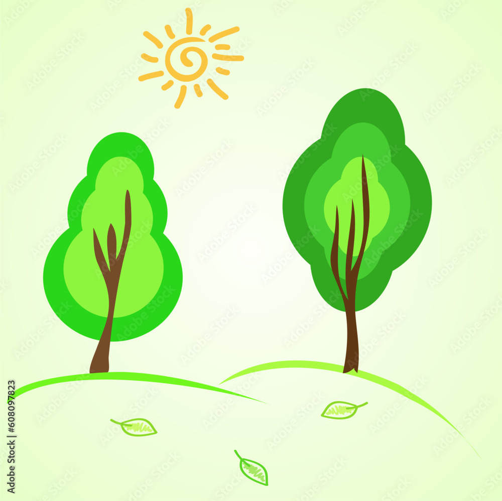 Poster spring trees. vector background