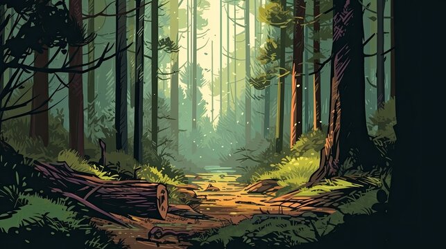 retro forest pixel art wildlife