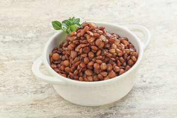 Boiled lentil in the bowl
