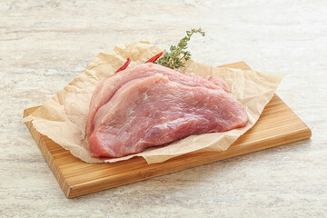 Raw pork schnitzel for roast