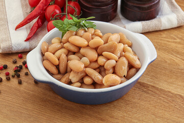 Whinte canned kidney beans in the bowl