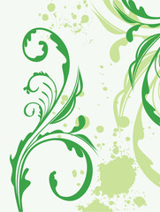 Illustration spring grunge flower and  leaf green. Vector