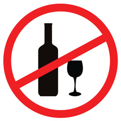 Vector illustration of sign stop alcohol