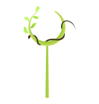 Concept illustration of branch at green leaf and snake - vector