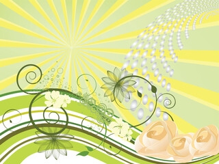 vector eps10 illustration of white roses on a floral background