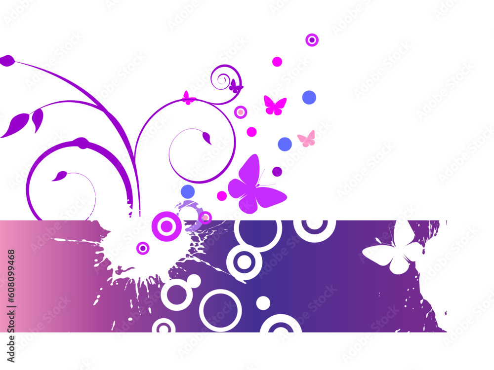 Poster vector eps10 illustration of butterflies and circles on an abstract background