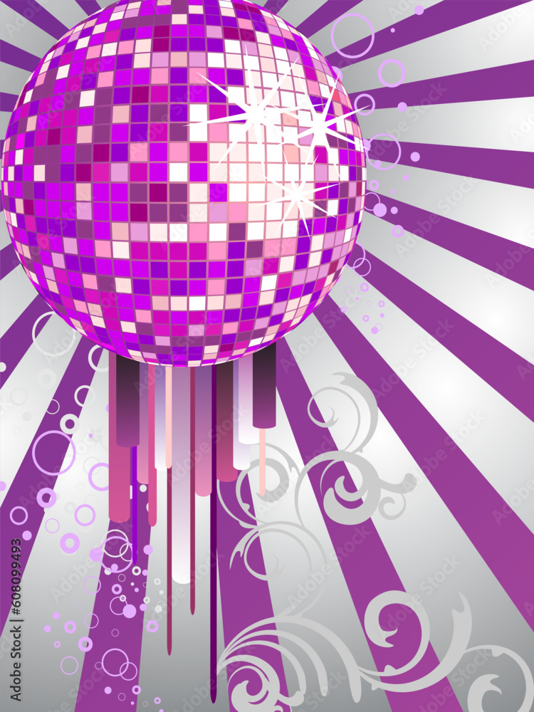 Poster vector eps10 illustration of a mirror ball on an abstract background
