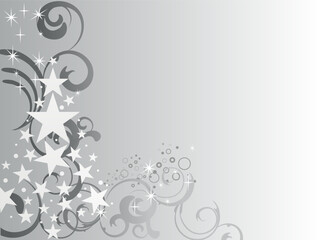 vector eps10 illustration of a silver christmas tree on a floral background