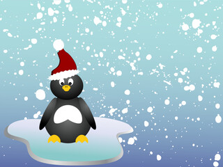 vector eps10 illustration of a penguin on a sheet of ice