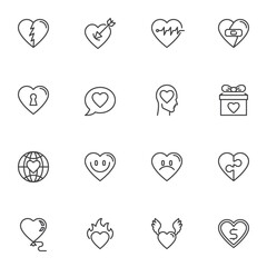 Heart line icons set