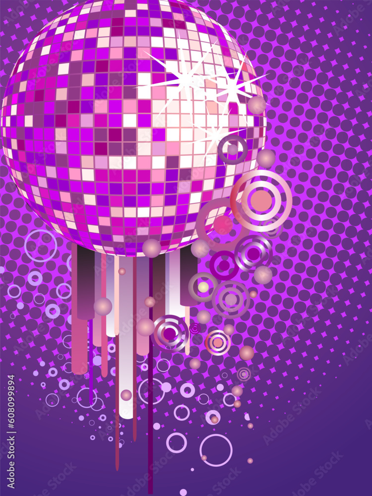 Poster vector eps10 illustration of a colorful mirror ball on an abstract background