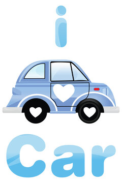 illustration of i love car