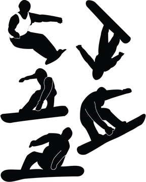 collection of snowboard silhouettes - vector
