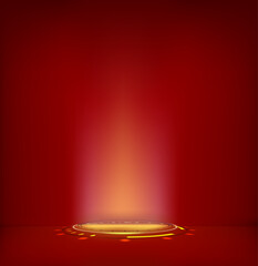 Futuristic red neon glowing portal. 3d style vector vertical illustration