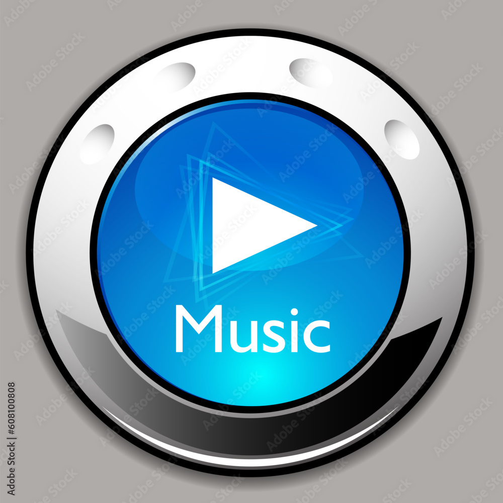 Poster an image of a music player detailed chrome button.