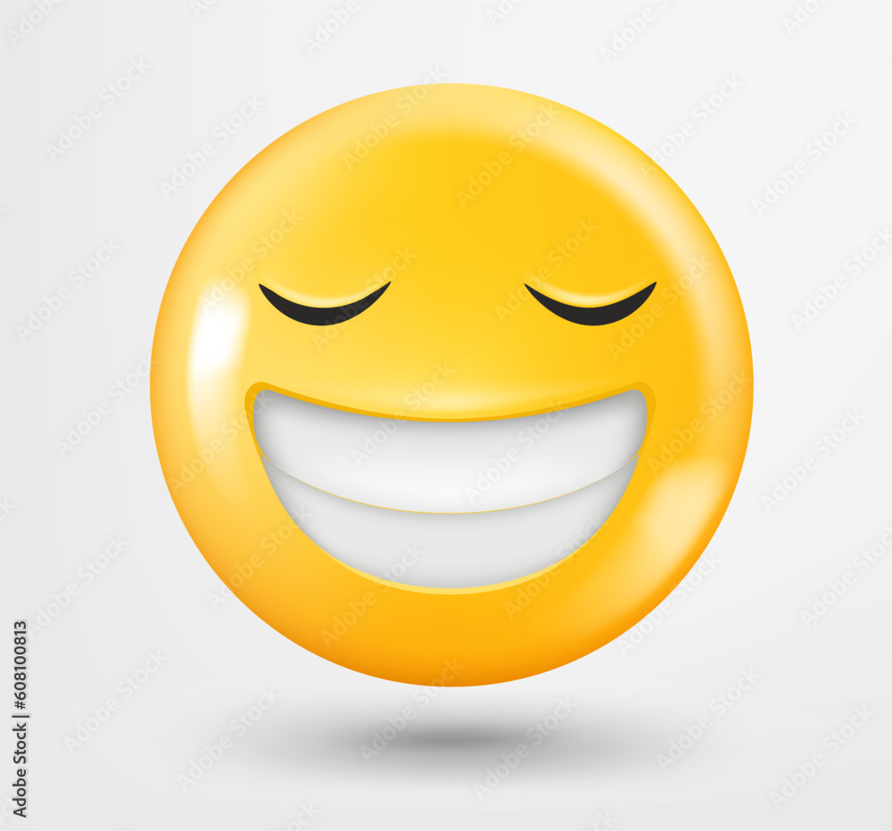 Poster smiling emoticon 3d vector. emoji isolated on white background