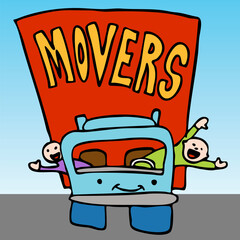 An image of a movers waving from the moving truck.