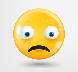 Sad emoticon 3d vector. Emoji isolated on white background 