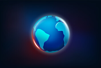 Shining futuristic Earth in space. 3d vector illustration