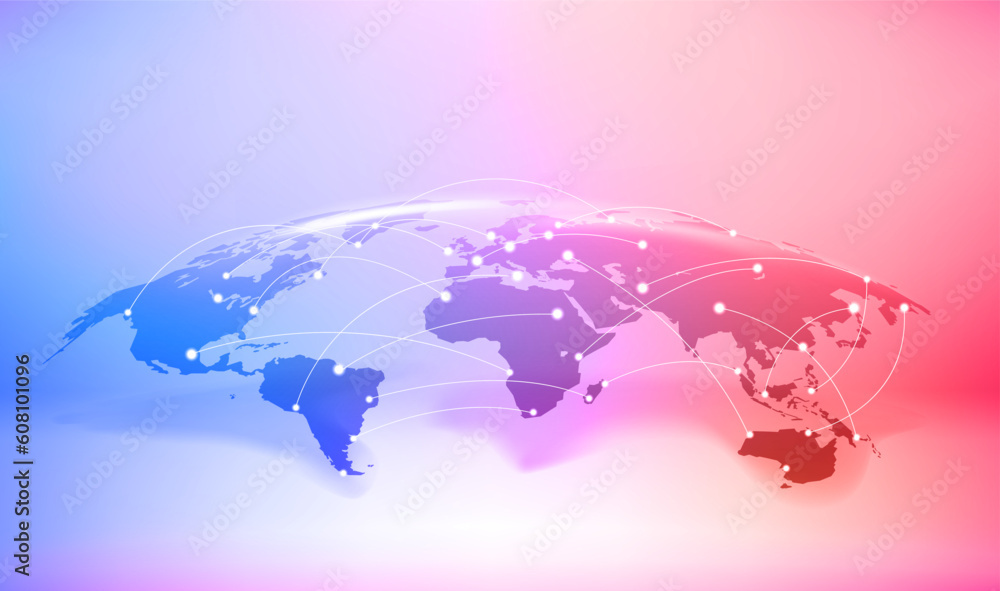 Aufkleber world communication scheme with shining effect. 3d vector banner