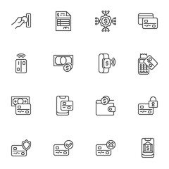 Payment service line icons set