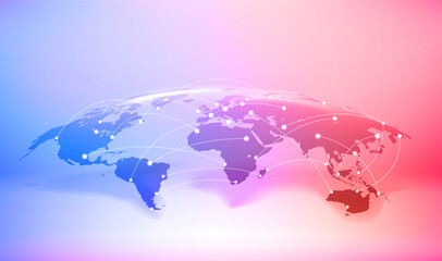 World communication scheme with shining effect. 3d vector banner  © tovovan