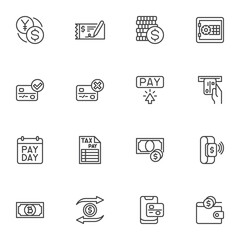 Payment related line icons set