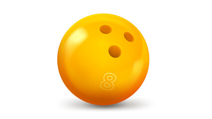 Obraz premium Yellow bowling ball isolated on white background. 3d vector illustration 