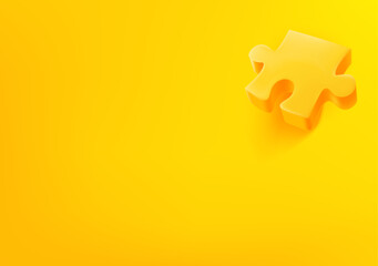 Vector wallpaper with puzzle icon. 3d vector background with copy space