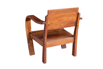 Vintage wooden armchair. View from the side offset to the back