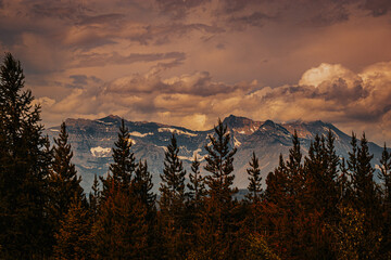 mountains with clouds