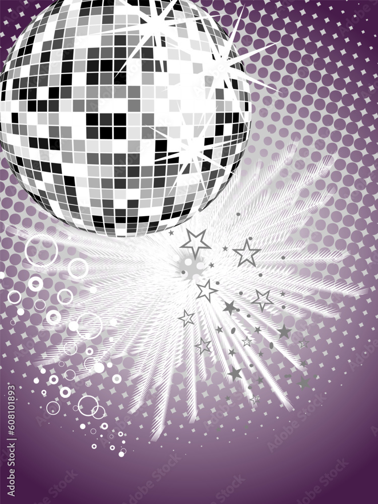 Poster vector eps 10 illustration of a mirror ball on an abstract background