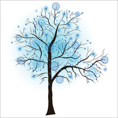 Decorative winter tree, vector illustration