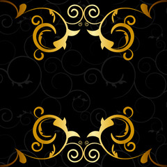 Vector picture of gold vintage frame on black background.
