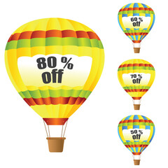 illustration of discount parachute on white background