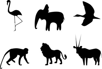 Vector picture of silhouettes of animals of Africa
