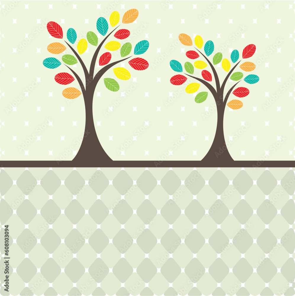 Poster card design with stylized trees and text. vector illustration card design with stylized trees and te