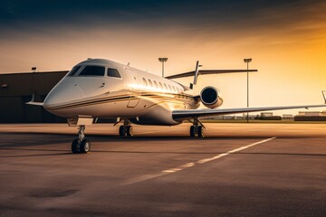 Fototapeta na wymiar A Business Jet parked on the ramp - Generative AI