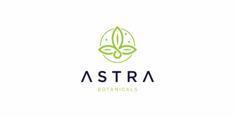 Nature Leaf Healer Astra Botanicals Logo Design. Icon Symbols Vector EPS 10.