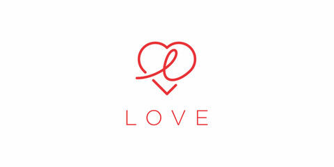 Love Logo Design with Letter L Initial. Line art Outline  Icon Symbols Vector EPS 10.