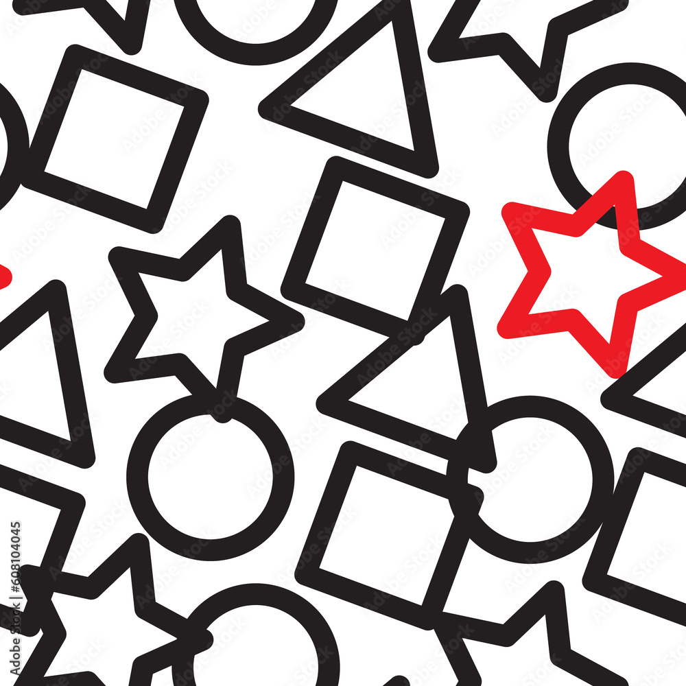 Poster abstract background with black and red geometric figures. seamless pattern. vector illustration.