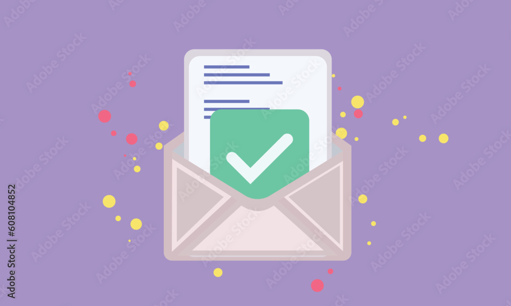 Poster mail envelope icon with notification new message. minimal email letter with letter paper read icon.