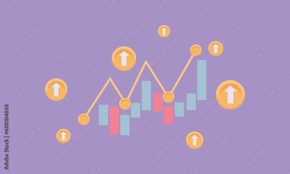 Poster graph icon for business new idea. excellent business graph on mobile. under creative solution concep