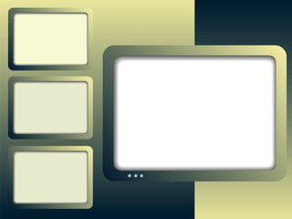 Fototapeta premium Frameworks in the form of television monitors on an abstract background in green tones