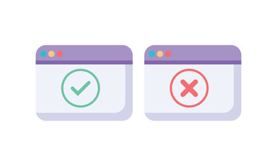 Web Analytics.right and wrong symbol.