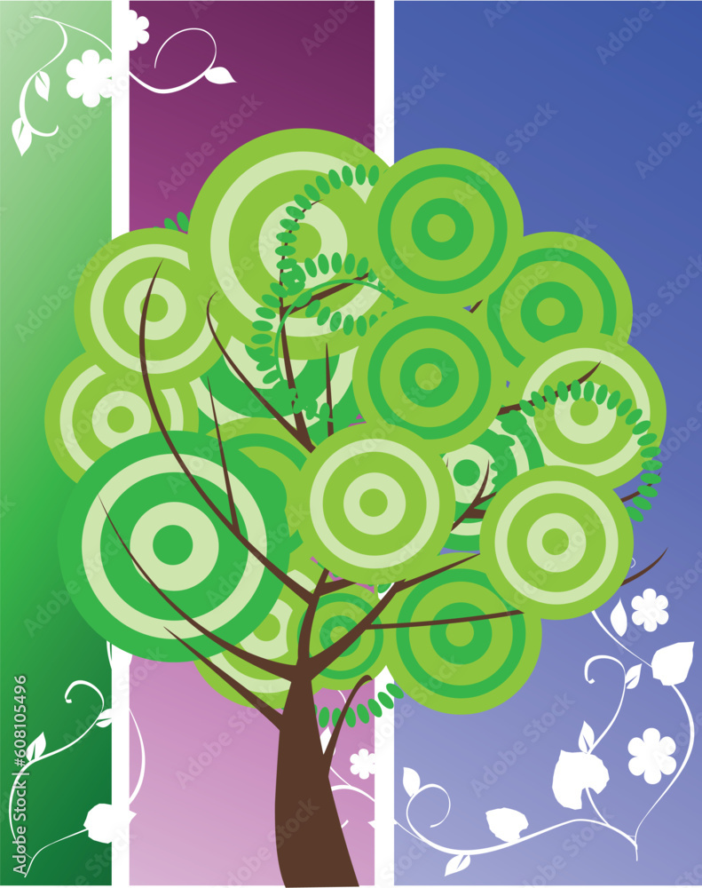 Poster vector illustration of abstract tree on abstract basckground