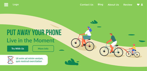 Naklejka premium Put away your phone, live in the moment website