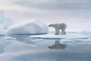 Fototapeta na wymiar Preserving Polar Bear Habitat: Adapting for a Sustainable Future. Generative AI.